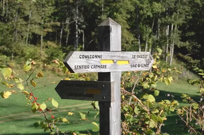Fléchage sur le parcours des Orries