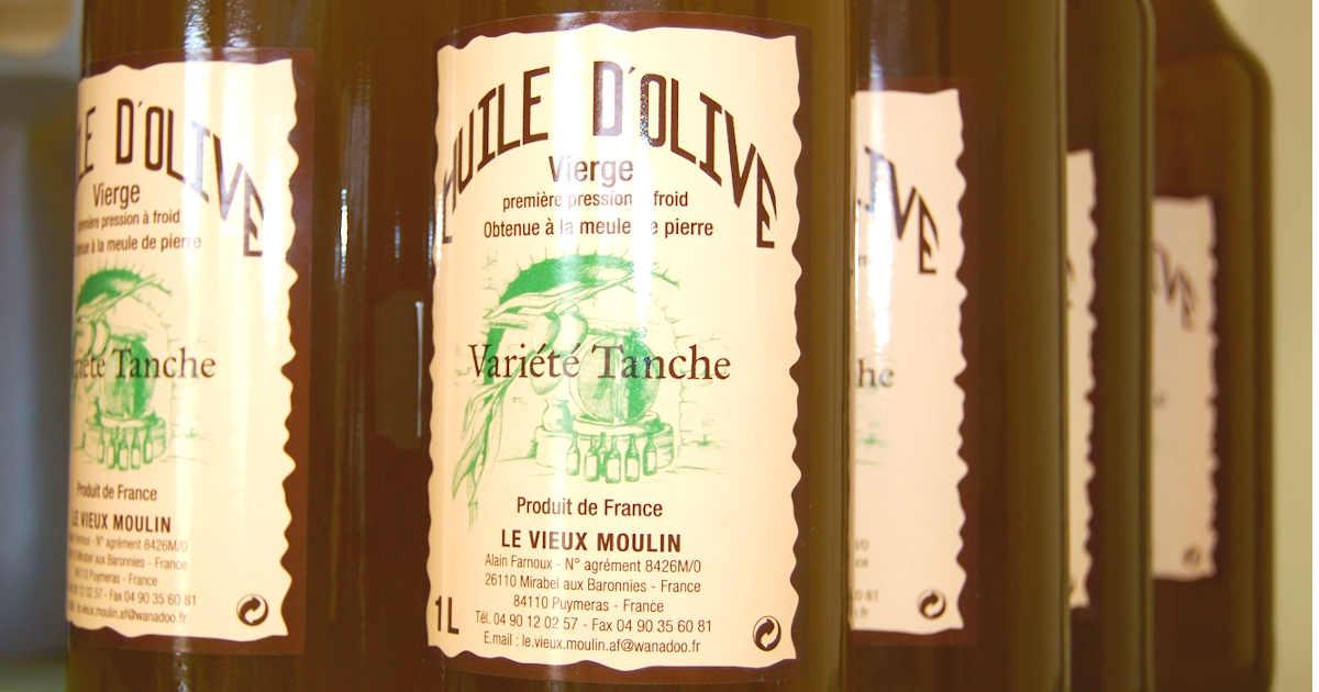 Huile d'olives artisanale du Vieux Moulin à Mirabel dans le Drôme