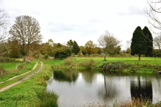 Plan d'eau après Babaudus sur la randonnée à Rochechouart